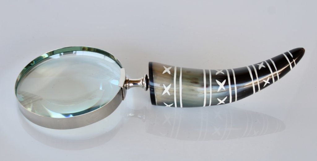 Silver Magnifying Glass Tribal Horn Handle